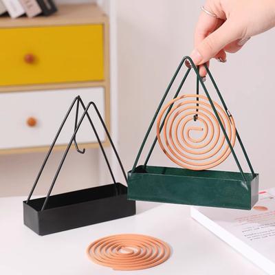 1/2Pcs Triangle Incense Coil Holder with Ash Catcher Tray Repellent Spiral Incense Hanger Stand Portable Incense Burner Decoration