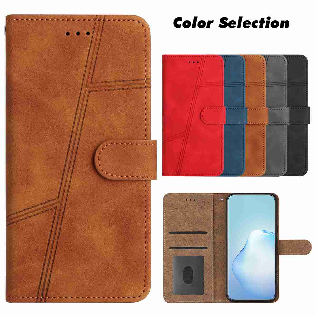

For Motorola Moto E13 E20 G05 G54 Edge 40...Dreamy Retro Wallet Phone Case,PU Leather with Card Slots & Stand,Multi-color Shockproof Cover (5 Colors) Motorola Thinkphone 25 коричневий