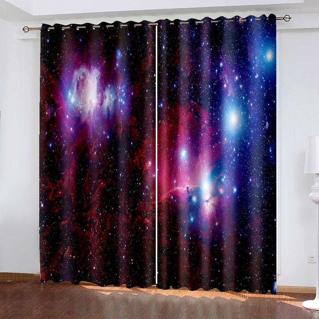 Фэнтезийное звездное небо Полумесяц Пейзажный узор Гостиная Спальня Оконные шторы — фото 5