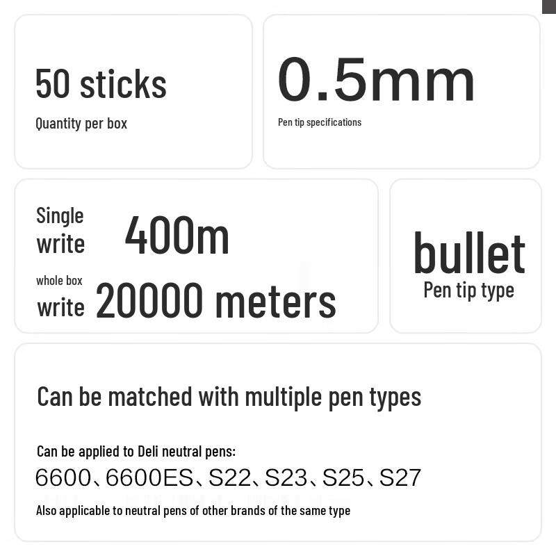 Deli 0.5mm Bullet Tip Gel Pen Refills