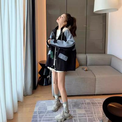 Work Jacket Women's Spring and Autumn New Style Korean Style Niche Design Contrasting Color College Style Cardigan