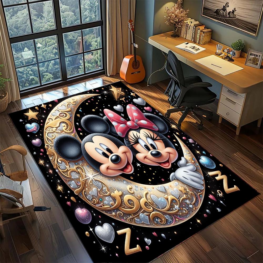 

Mickey & Minnie: Adorably Playful Rug Carpet Large Area Rug Non Slip Washable Floor Mat Gamer Room Bedroom Home Decor 60x90cm