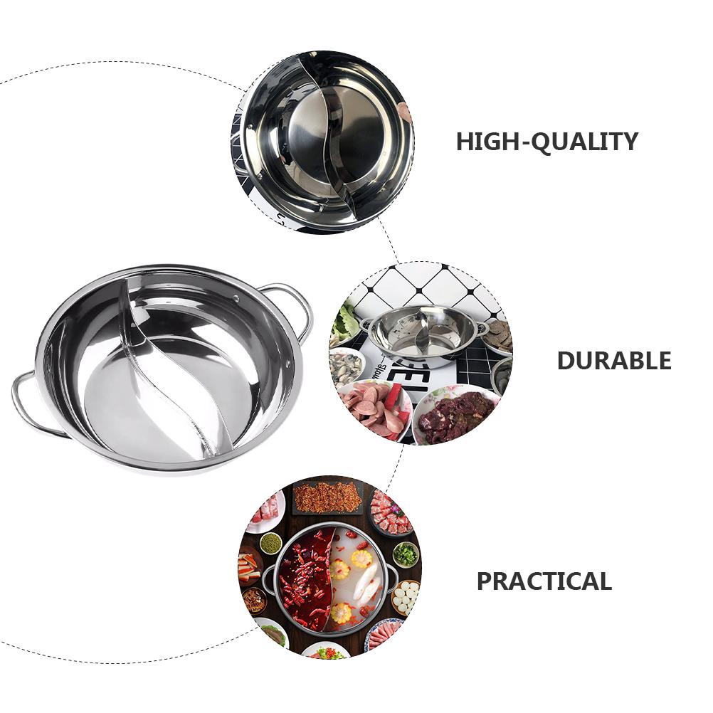 Pot Shabu Divider Stainless Steel Cooking Cooker Induction pot Divided Kitchen Cookware Flavor Pan Two Chinese Soup Dual