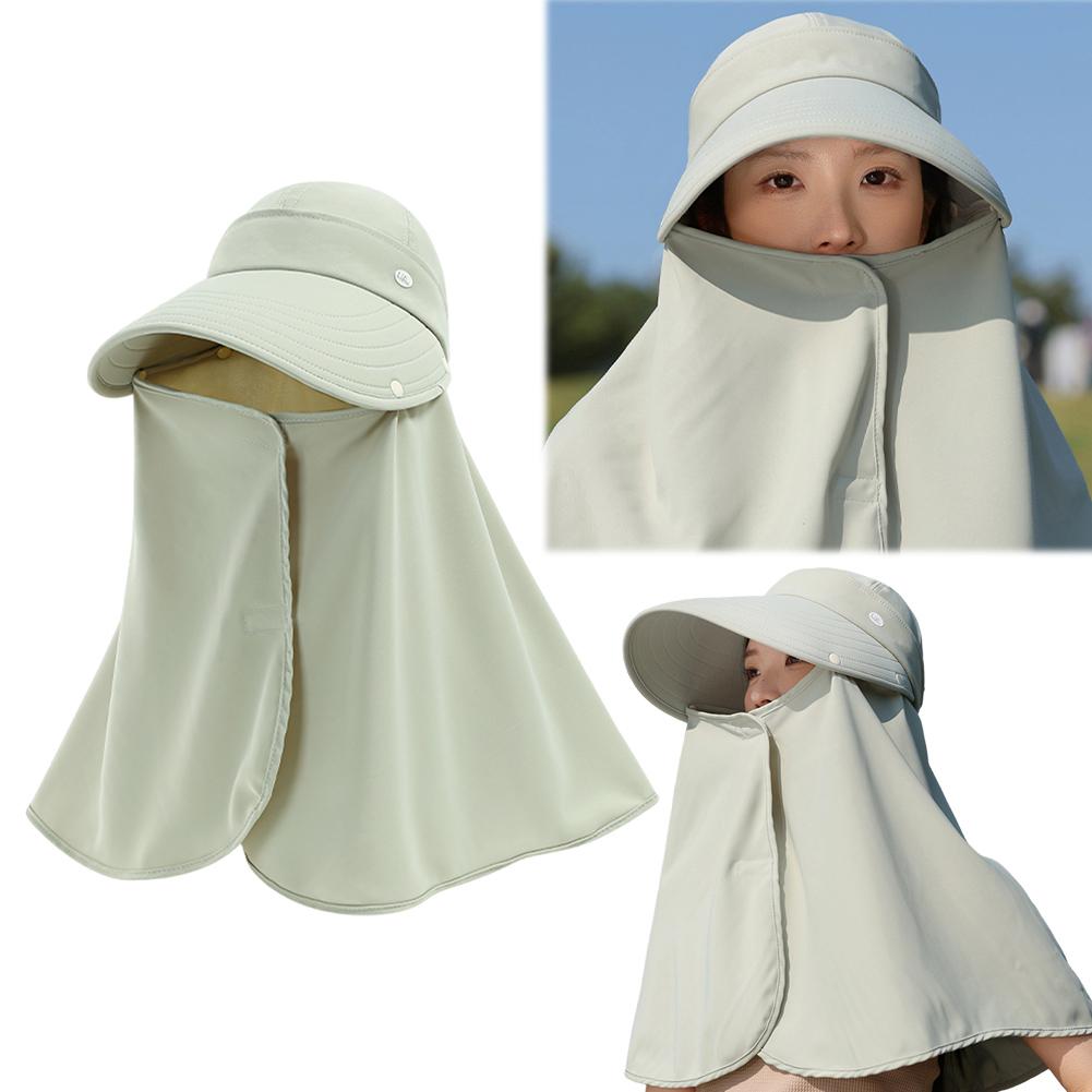Round Top Large Brim Hat with Neck Flap Face Covering Mask Summer UV Protection Hat Lightweight Sun Visor Hat for Outdoor Travel