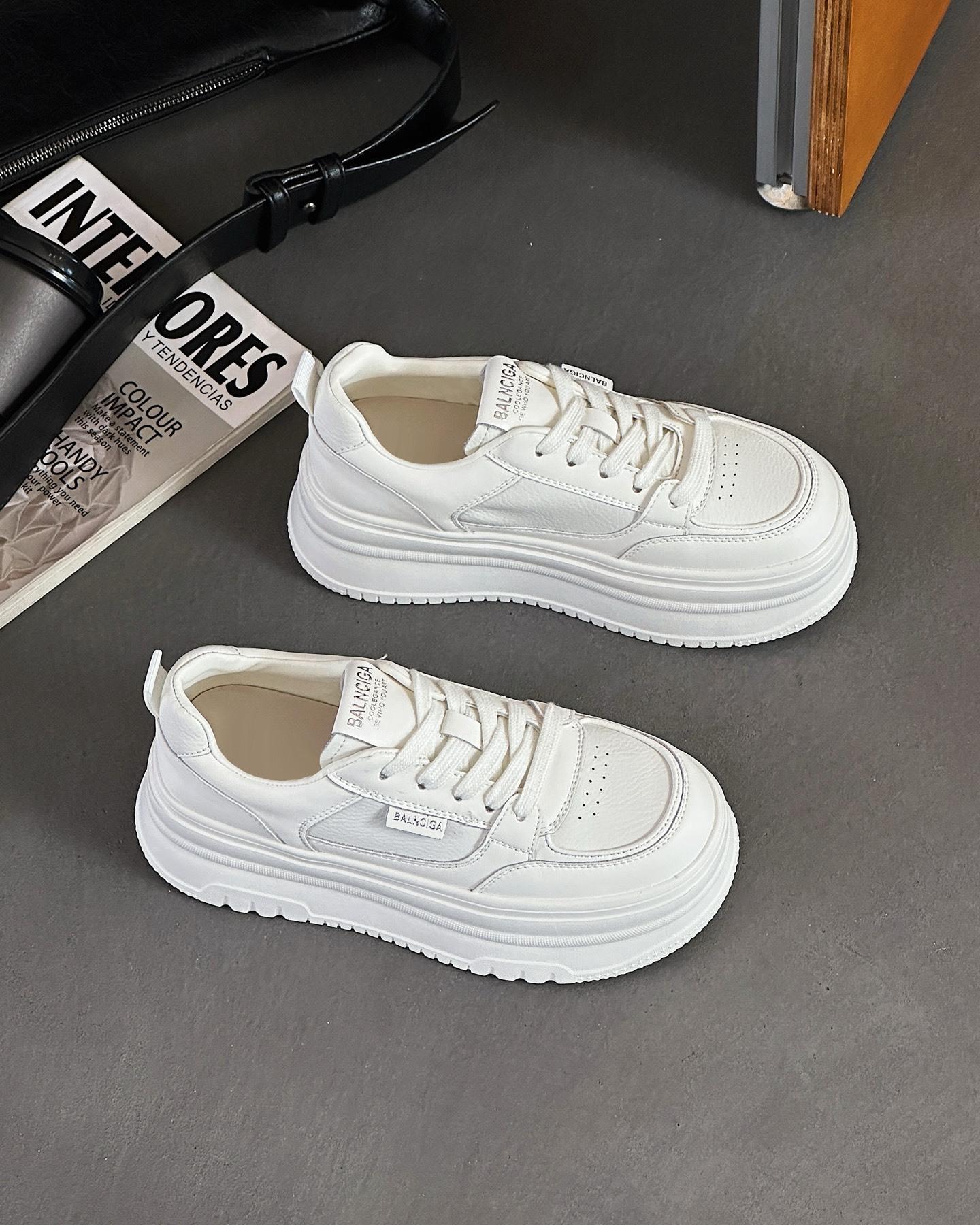 

European products 2025 autumn leather platform white shoes women s versatile casual sports board shoes heightening bread shoes single shoes tide 40 бежевый