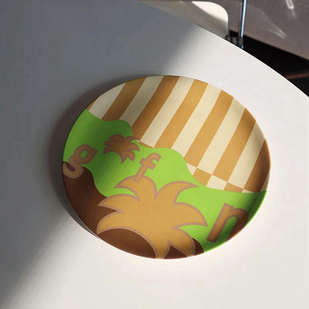 Natural Bamboo Fiber Plates Dinnerware Modern Creative Pattern Reusable Unbreakable Plates