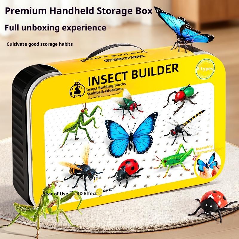 Child Simulation Insect Model 4D Assembled Puzzle Animal Toy Butterfly Bee Mantis Action Figures Educational Kid Toy Gift