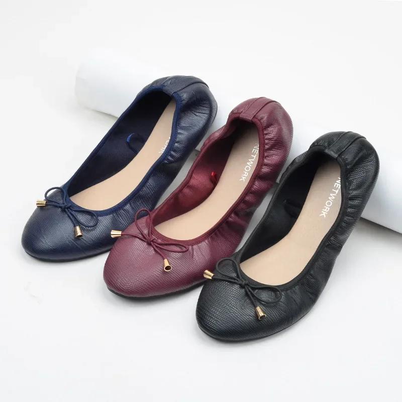 Ladies flat shoes ladies simple round-headed flat shoes slide at will ladies soft-soled ballet shoes plus size