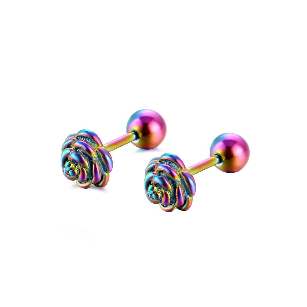 Cercei Stud Noi Floare Trandafir Negru Turnare Oțel Inoxidabil Culoare Cupru Pentru Femei Neobișnuit Exquisit Zircon pentru Corp