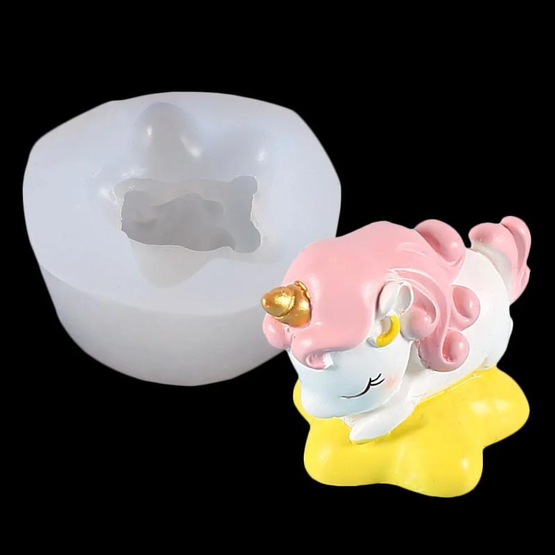 3D Cute Unicorn Candle Silicone Mould Animal Series Handmade Chocolate Cake Baking Pastry Tool for Home Crafts