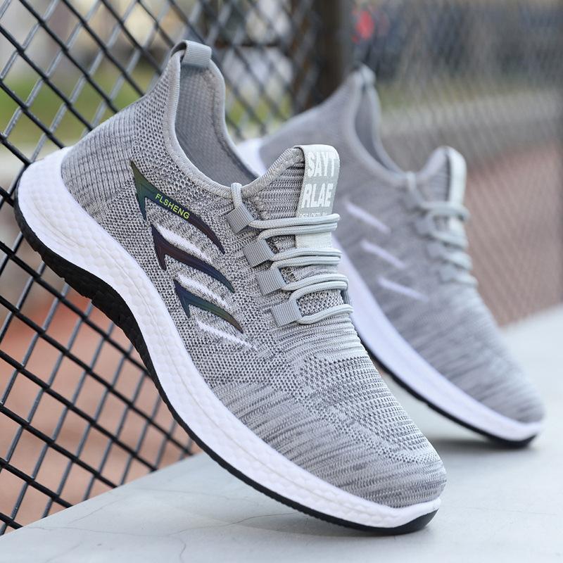 Summer new men's shoes fly-woven breathable sports casual shoes fashion versatile mesh cloth shoes medium shoes