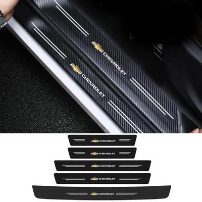 4PCS Premium Carbon Fiber Sill Plate Sticker Automotive Trim Sticker For Silverado Impala Malibu Equinox Cruze Camaro