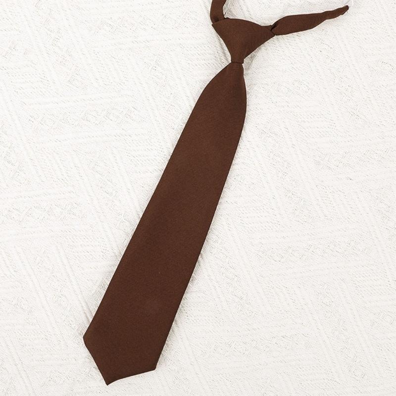 Brown Checkered Striped Neck Tie Pre-Tied Bowtie for Japanese JK School Uniform