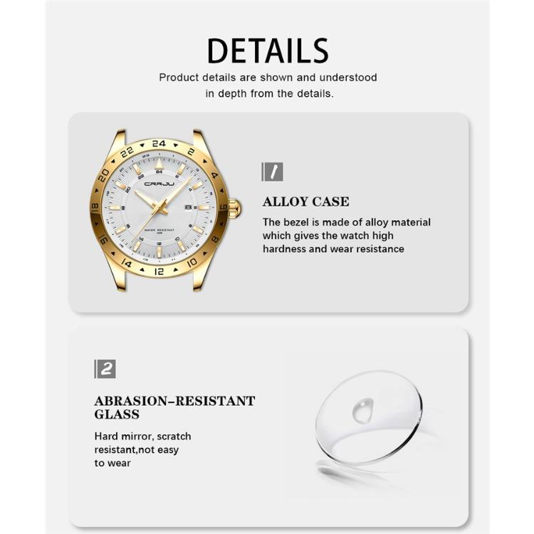 CRRJU New Watch 5007 Men's Watch Stainless Steel Strap Simple Business Watch