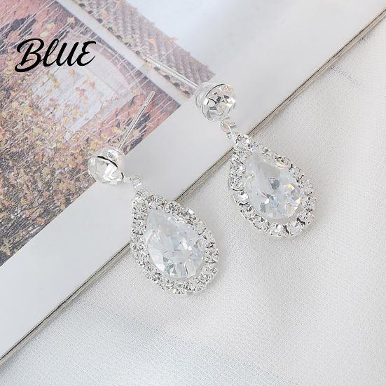 Zircon Pendant Necklace Crystal teardrop and Earrings Set for Women