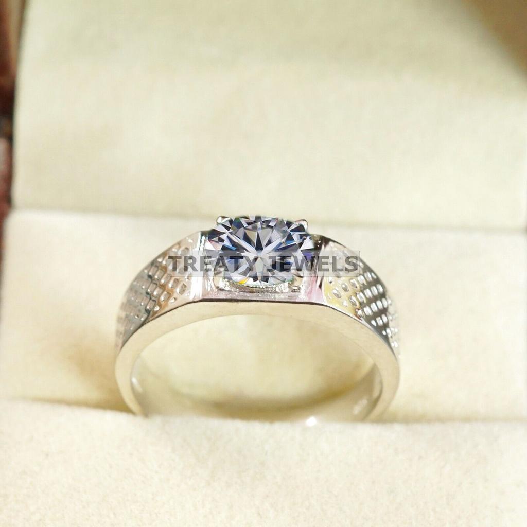 Moissanite Oval Cut Gemstone With 925 Sterling Silver Ring For Men's #B290 JL375681944734