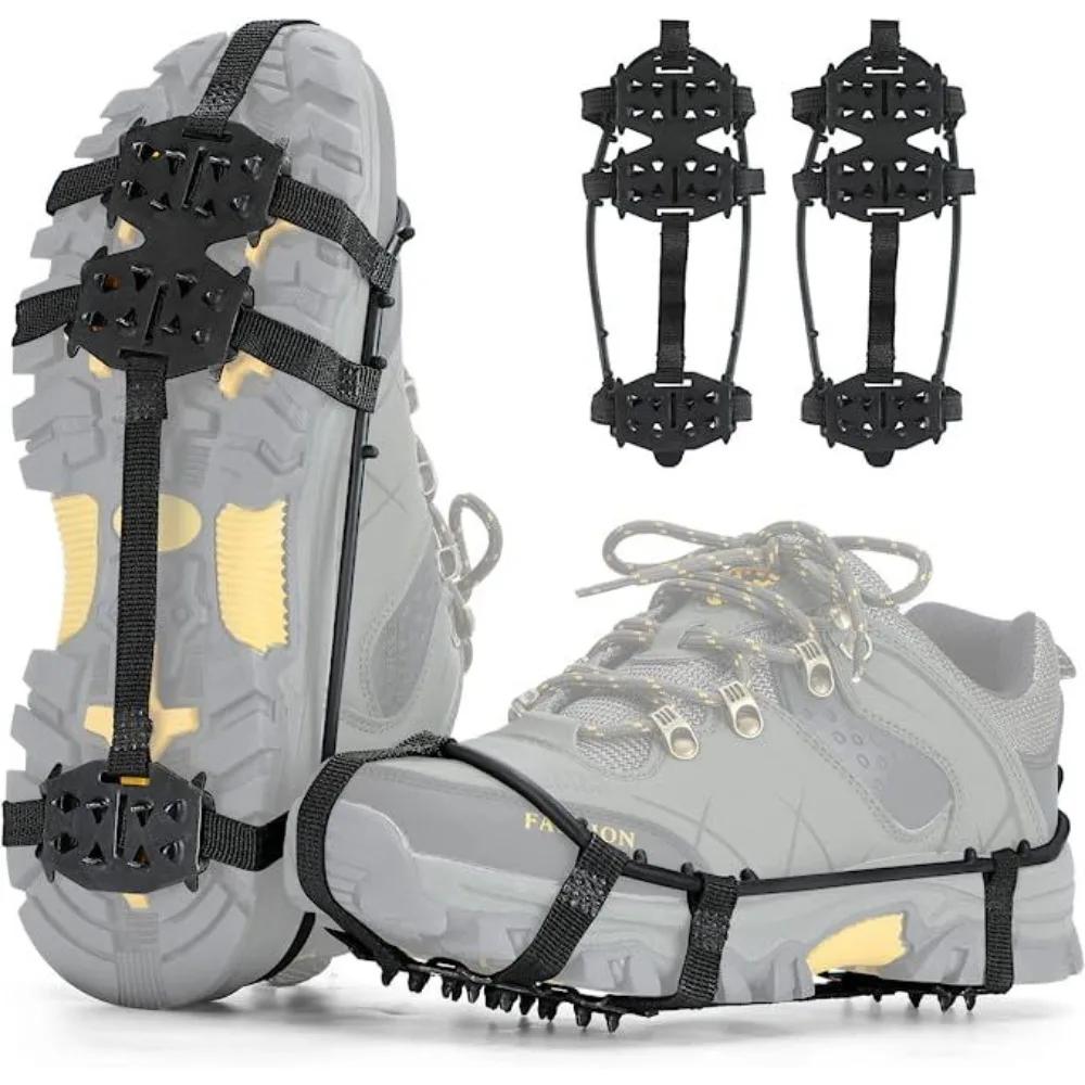 1 Pair M L Crampons Shoes Cover 24 Teeth Anti-Slip Ice Grips Gripper Shoes Boot Hiking Ice Climbing Shoe Spikes Climbing Chain
