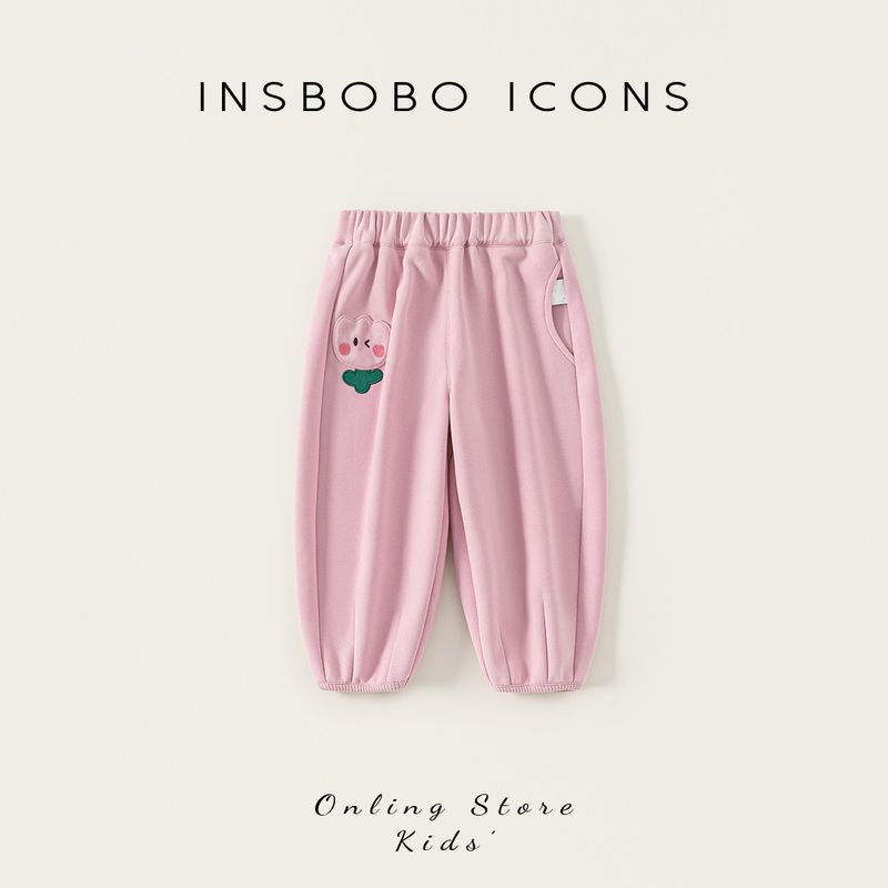 Детские брюки Insbobo Осень Детские брюки 2025 Весна и Осень Новое поступление Детские спортивные брюки Супер красивые детские вещи Pink 100