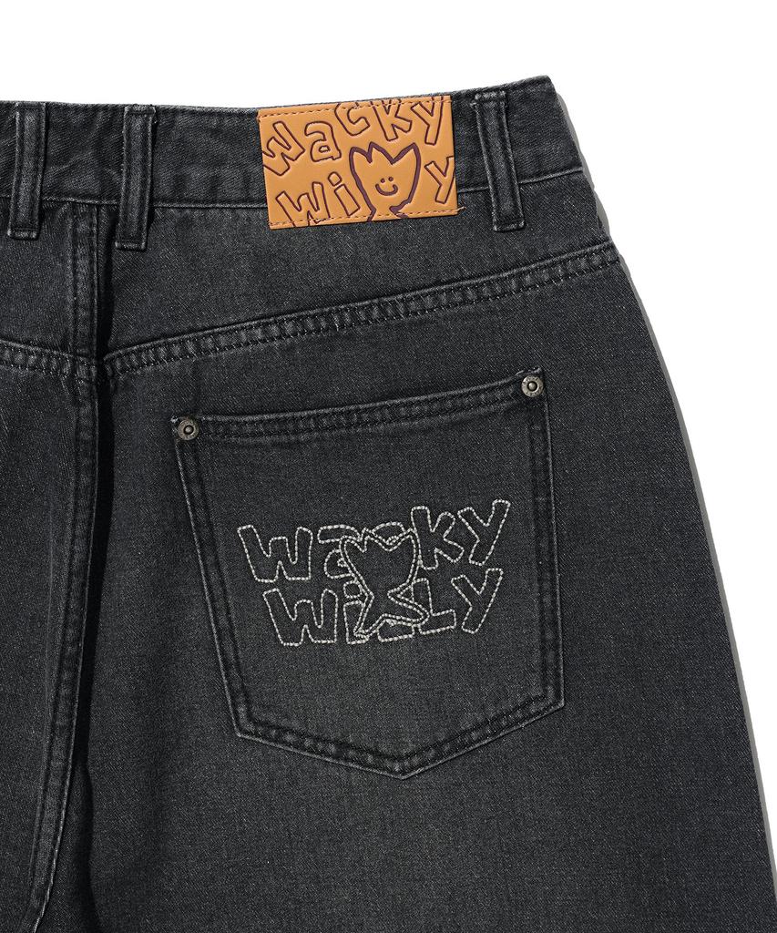 WACKY WILLY [26Ss] Wide Denim Pants Black