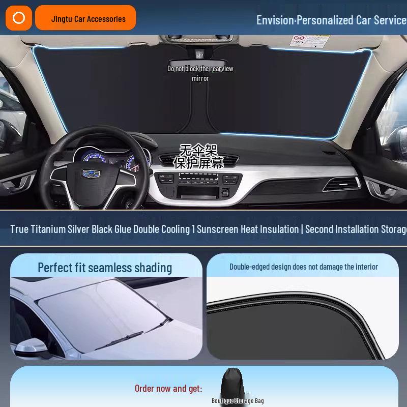 Geely Car Sunshade: Heat-Insulation Windshield Curtain for 25 Models, including Xingyue L, Xingyuan, Xingrui, Emgrand, Boyue L, and Panda MINI.
