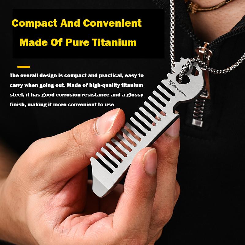 Pure Titanium Comb Multi-function Corkscrew Crowbar Pendant MINI Portable Super Light Outdoor EDC Self-defense Tool Small Access