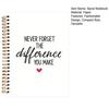 Motivational Spiral Notebook Never Forget The Difference You Make Inspirational Journal A5 Size 50 Sheets Reading Notebook for School Office