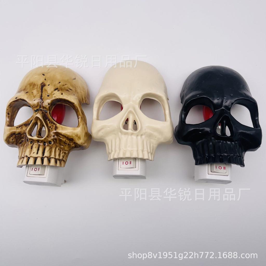 Halloween Skull Night Light Plug In Wall Lamp Spooky Atmosphere Adjustable LED Skull Night Lamp For Bedroom Living Room Decor