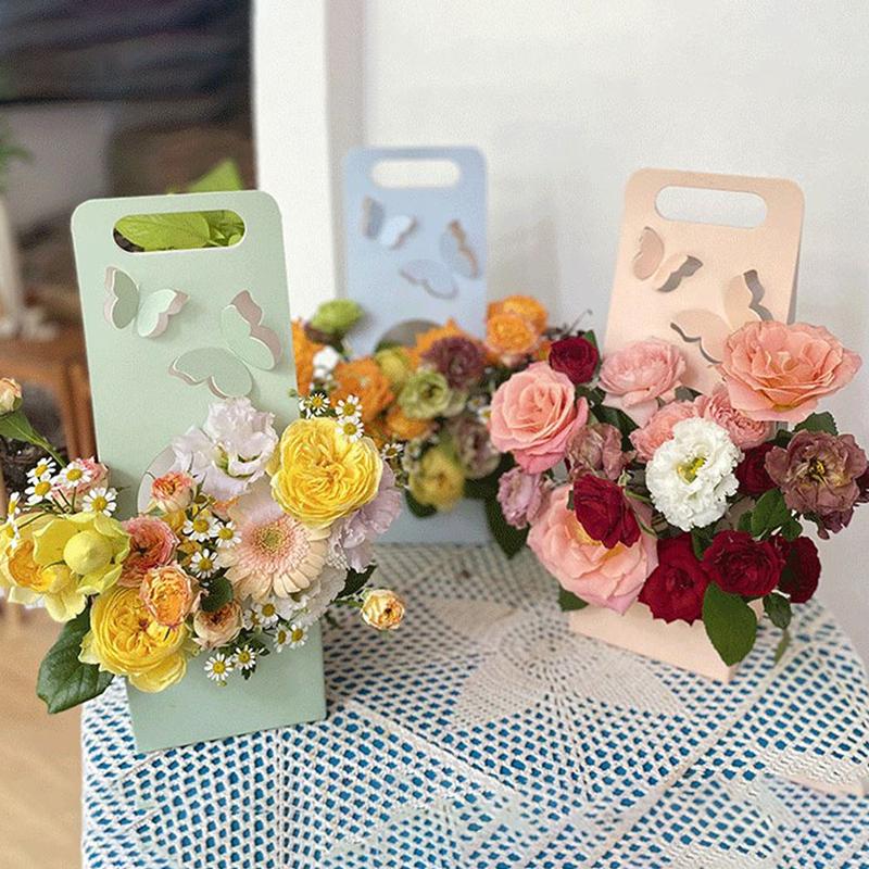 Boîte fourre-tout pour bouquet, panier à poignée creuse en forme de papillon, boîtes d'emballage pour cadeaux de fête