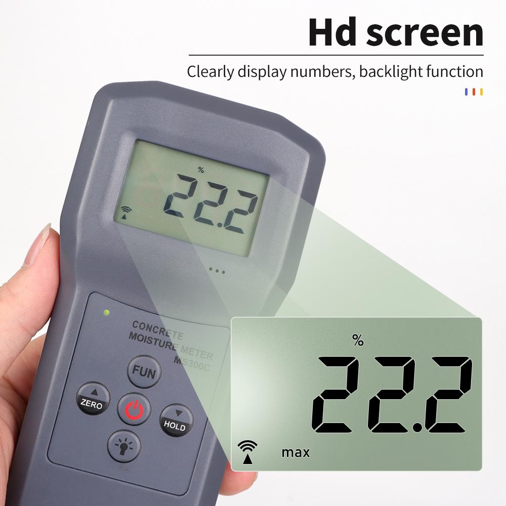 Induction Moisture Meter Digital Concrete Moisture Meter Concrete Wood Paper Bamboo Carton and Textile Hygrometer Detector
