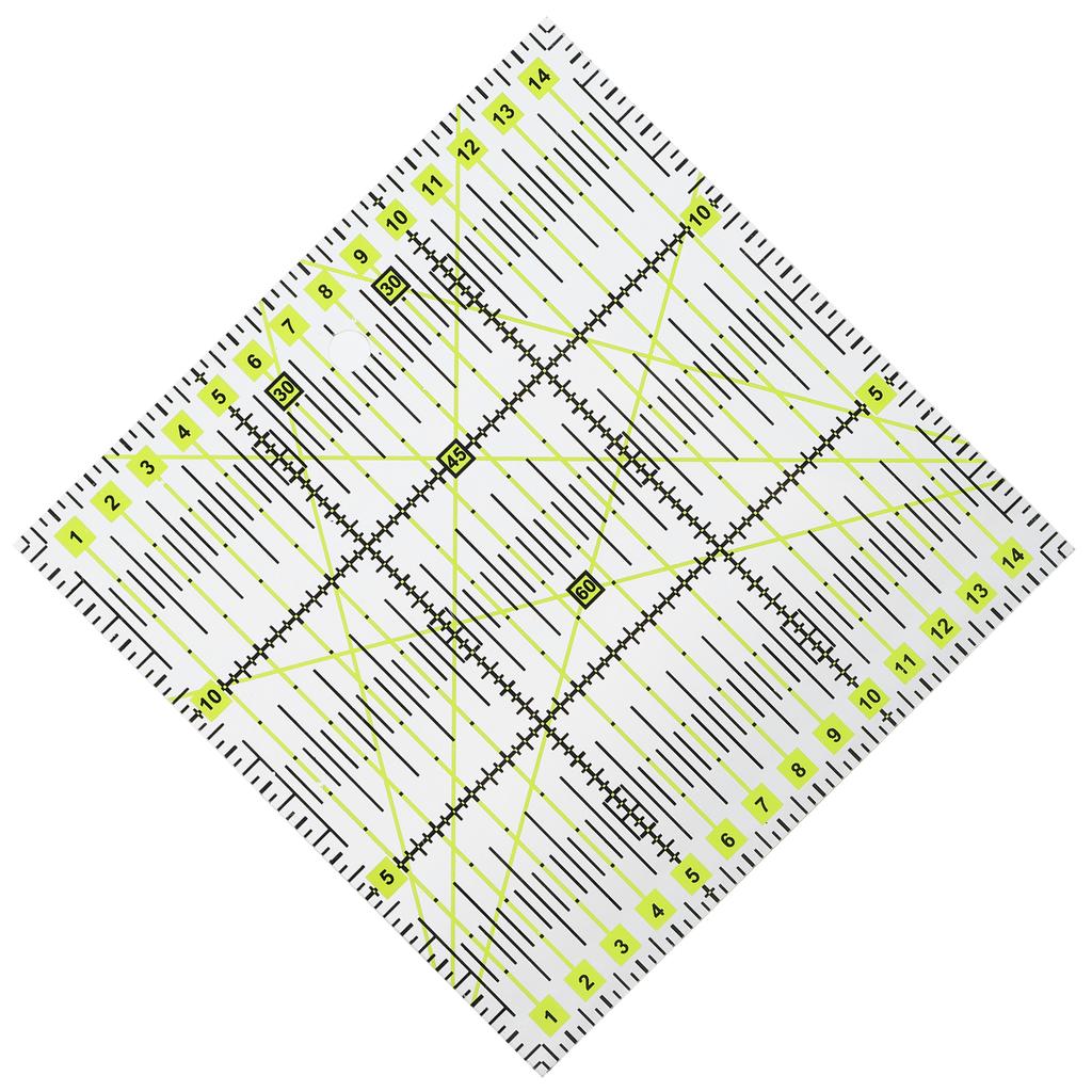 Acrylic Quilters  Ruler Double Colored Grid Lines Clear Mark Square Quilting Sewing Ruler