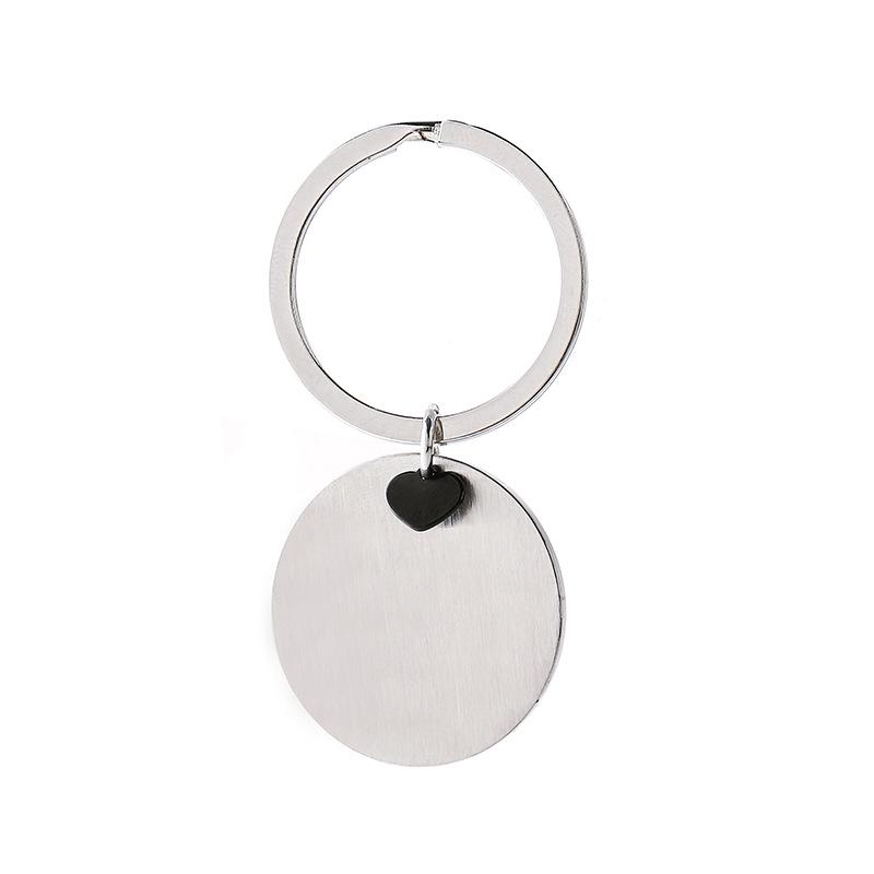 Heart-Shaped Stainless Steel Keychain with UV Printed Round Plate