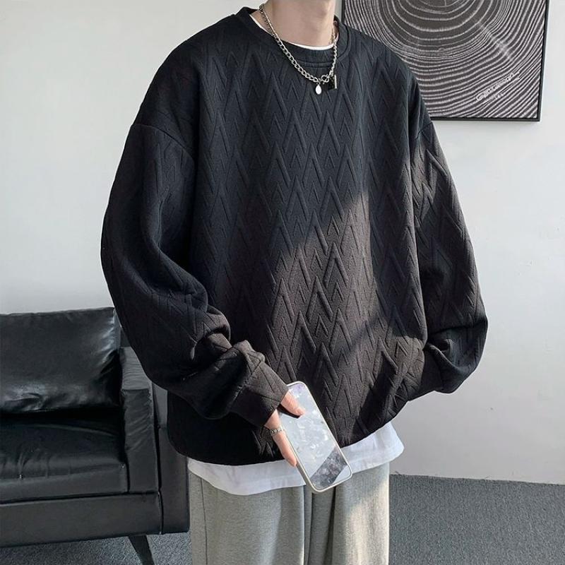 Vit Barock Tung Sweatshirt Herr Premium Vår och Höst Bas Tröja Oversize