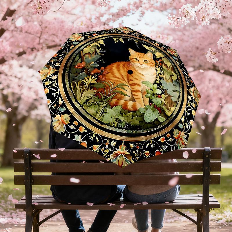 1PC Cat Floral Umbrella-8-Rib Reinforced, Automatic Open, Lightweight & Durable, Cute Fashion Accessory for Outdoor-P2664