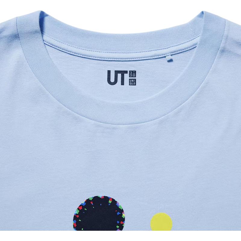 Uniqlo × Disney Collaboration Round Neck Mickey Graphic Print Short Sleeve T-Shirt Unisex Tops Light-Blue 458360-60