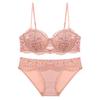 Set Reggiseno in Pizzo Francese da Donna Minimizer Push-Up con Ferretto Lingerie Nylon Spandex