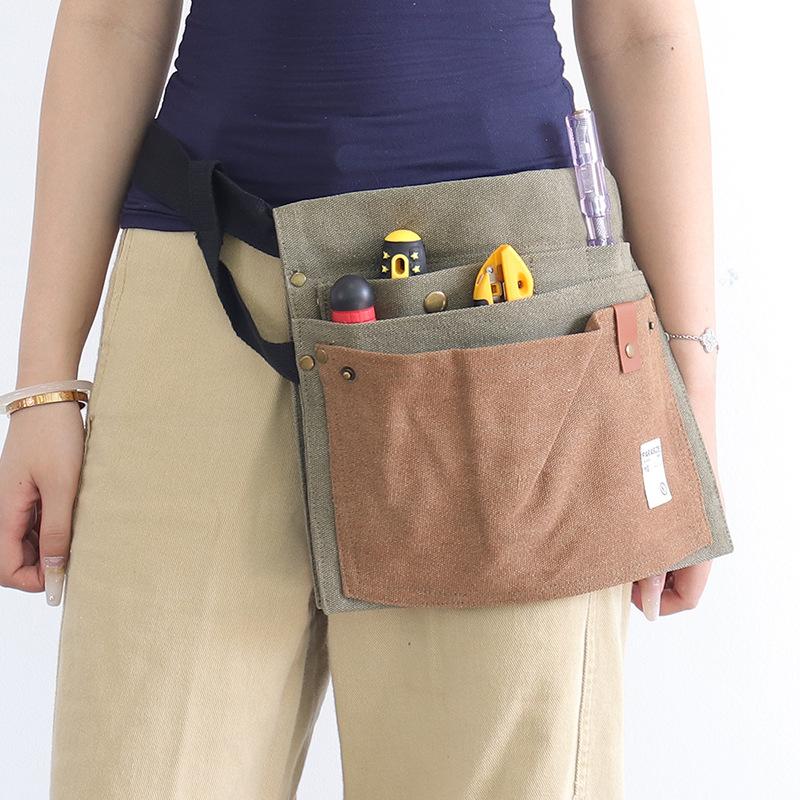 Canvas Wear-Resistant Apron Fanny Pack, Special For Hydropower Carpentry, Portable Multi-Pocket Tool Storage Fanny Pack