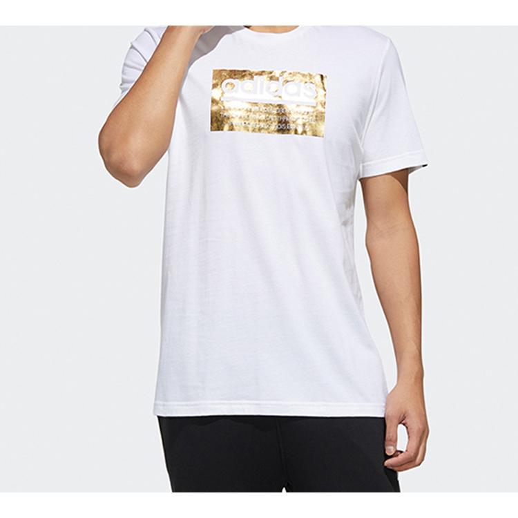 adidas T Shirts Men's White Crew Neck Moderate Straight Fit FM6259