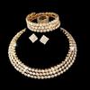 Diamond Necklace Earrings Ring Bracelet Four-Piece Set, Bridal Rhinestone Jewelry Set Ornament