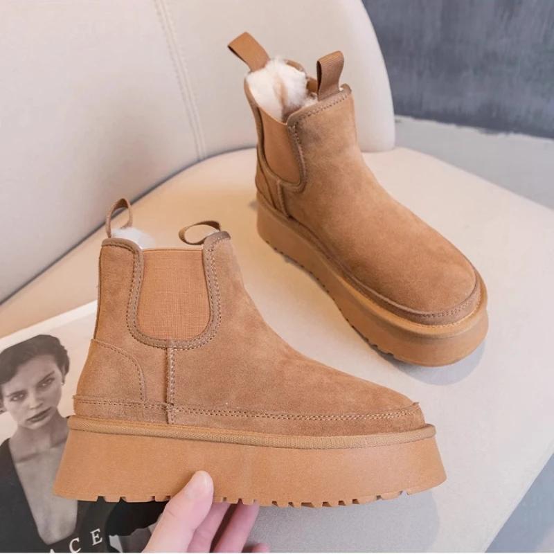Thick Soled Snow Boots Winter Warm Women Boot Velvet Comfort Ankle Boot Trendy Simple Daily Women Shoes Versatile Winter Boots
