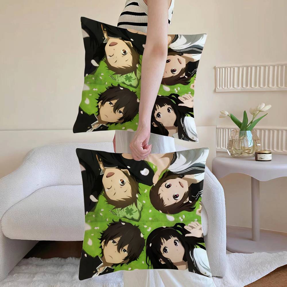 Anime H-hyouka Kissenbezug Unsichtbarer Reißverschluss Seidig Sofa Kissenbezug