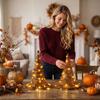 Pacote com 2 Chapéus de Bruxa de Vime com Luzes de Fio para Decoração de Halloween, Uso Interno e Externo