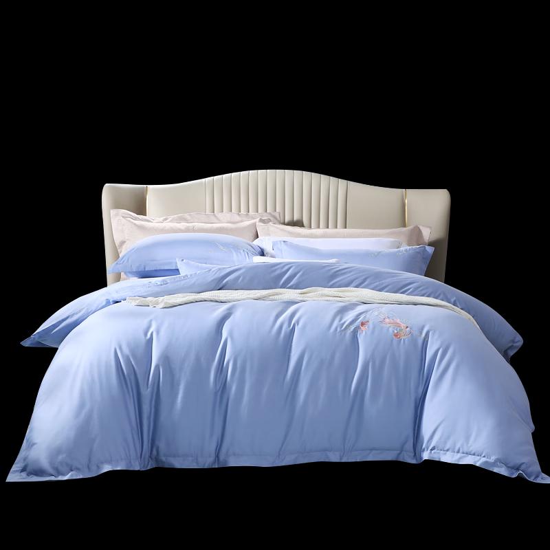 Fuanna Chinese Style 60-Count Long-Staple Cotton Sateen 4-Piece Bedding Set
