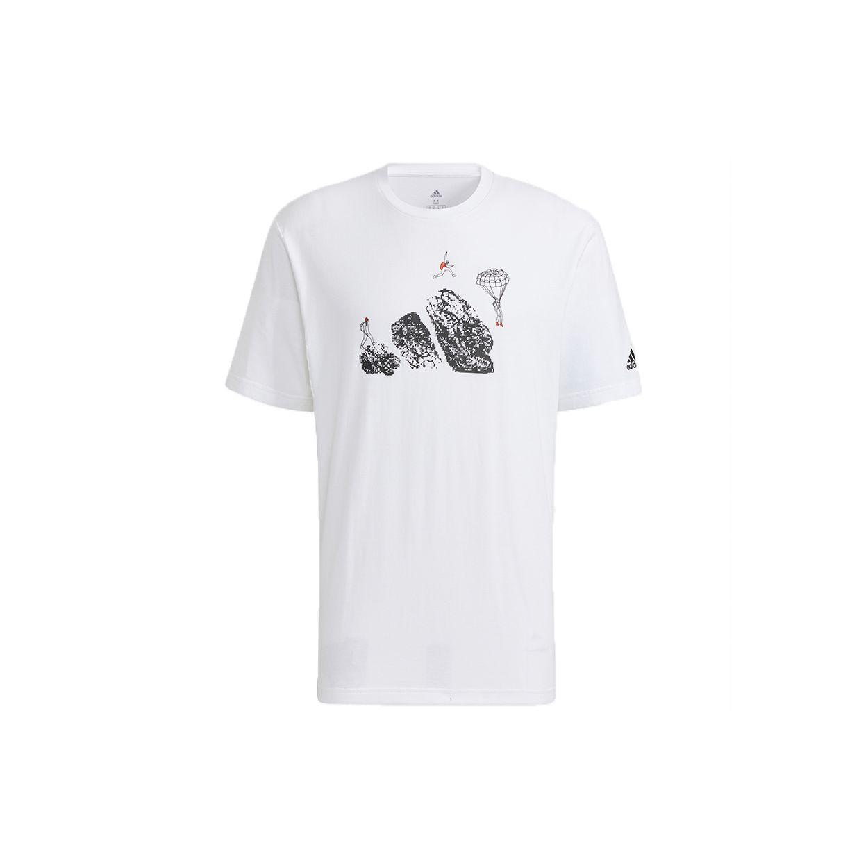 adidas Men s White Cartoon Print Outdoor Sports Short Sleeve T-Shirt H20793 XL