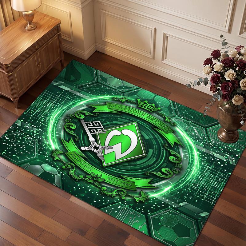 Tappeto in Velluto di Cristallo con Stampa Calcio Werder Bremen, Comodo Assorbente d'Acqua Antiscivolo Tappeto per Pavimenti Interni