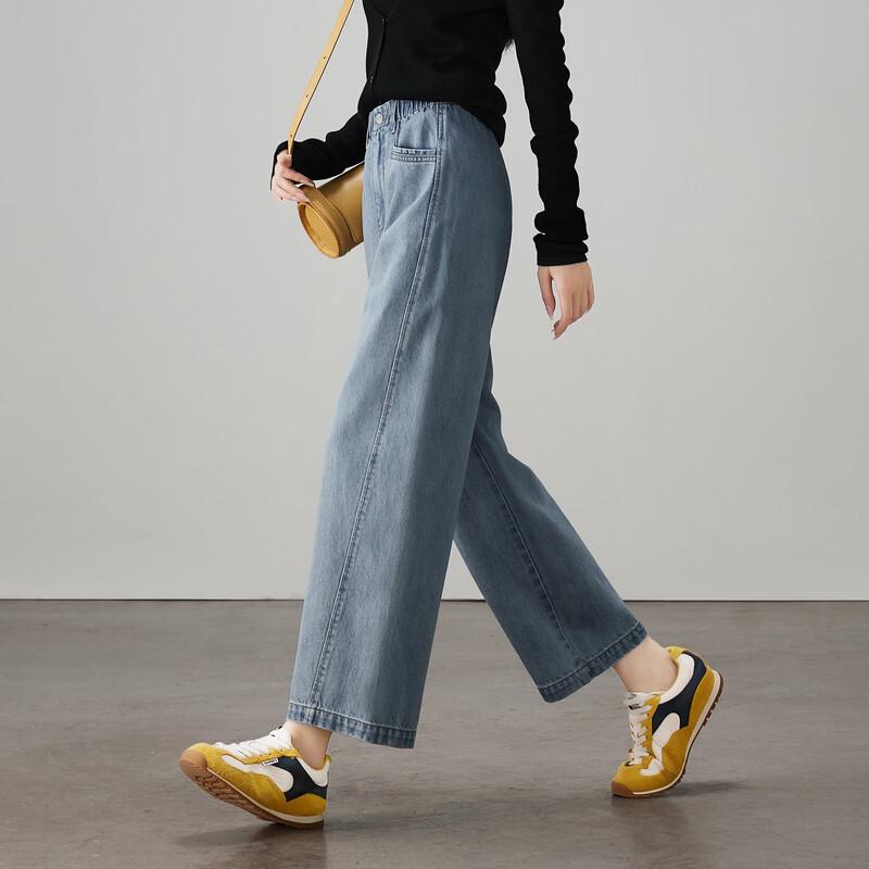 SOFSIL Women's Retro High-Waist Wide-Leg Cropped Jeans