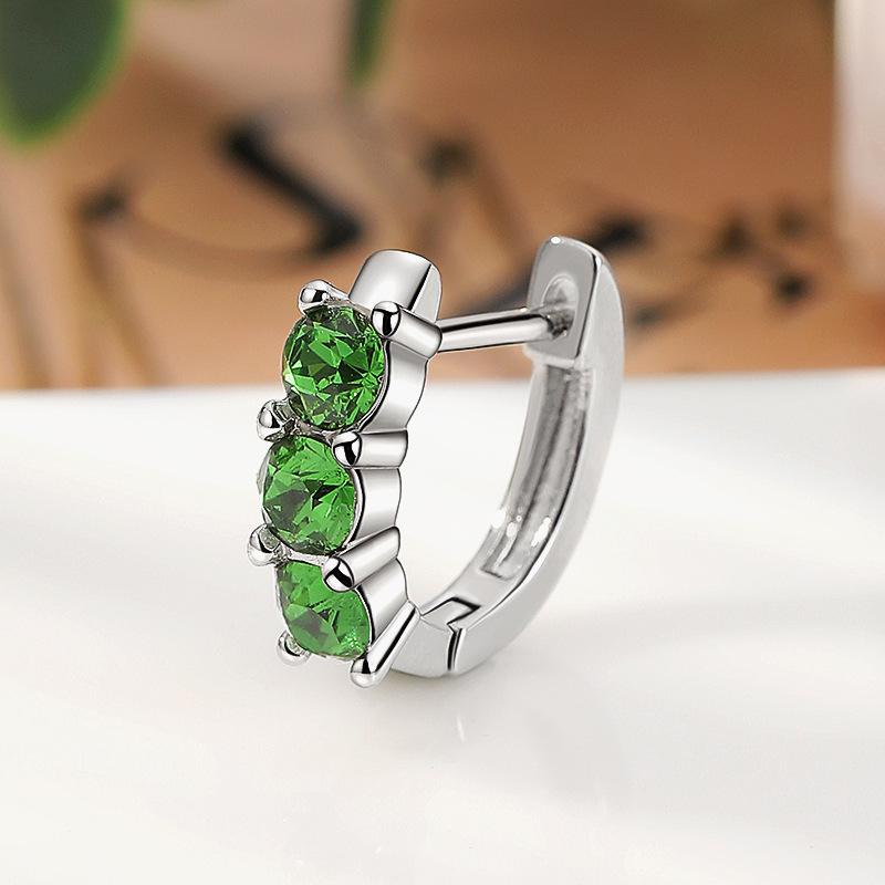 Exquisite Zircon Stud Earrings: Stylish Titanium Hoop with Micro-Paved Shiny Edge Design.