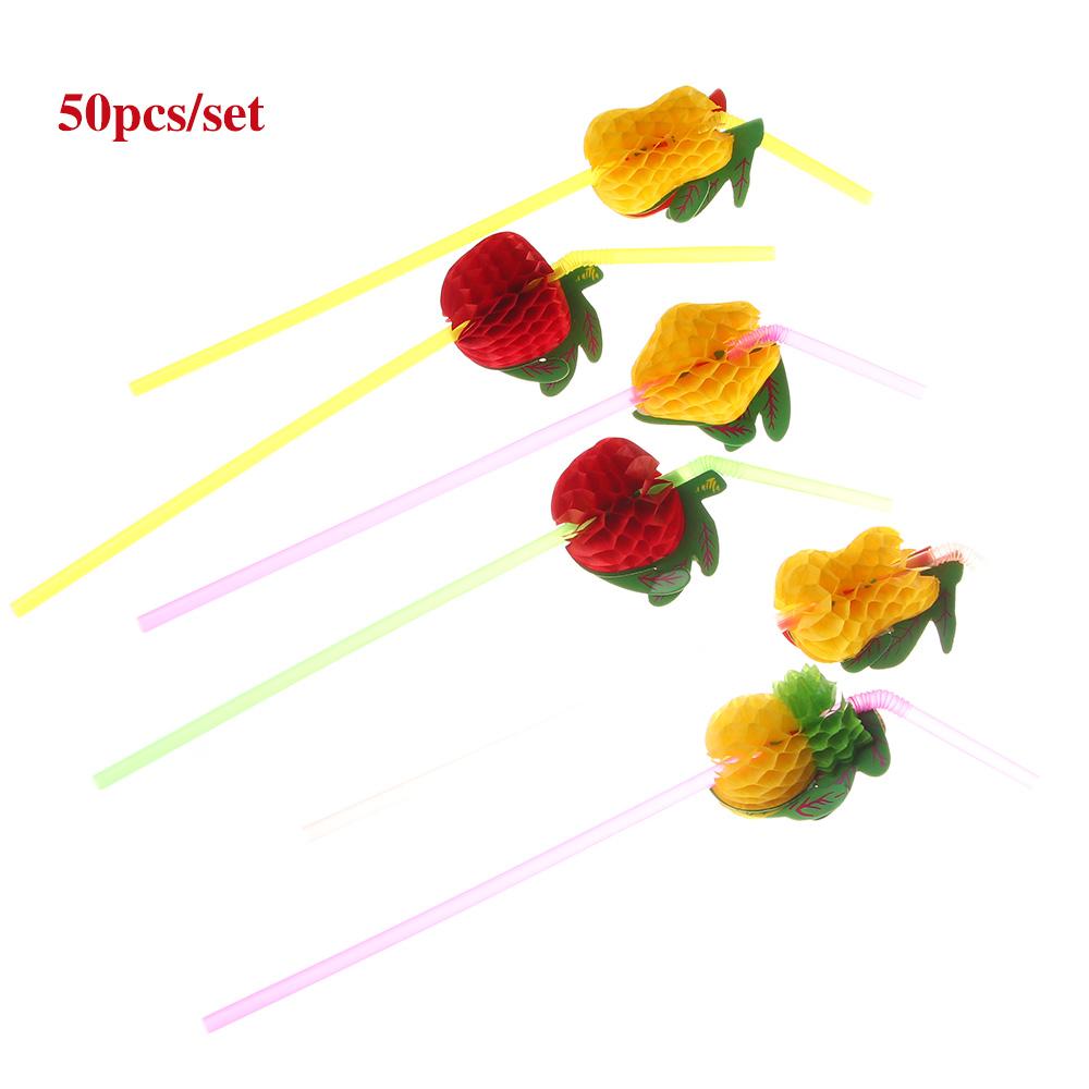 

Multicolor for Plastic 3D 50PCS/Lot Decoration Fashion Pool Party Drinking Fruit Cocktail Straws разноцветный