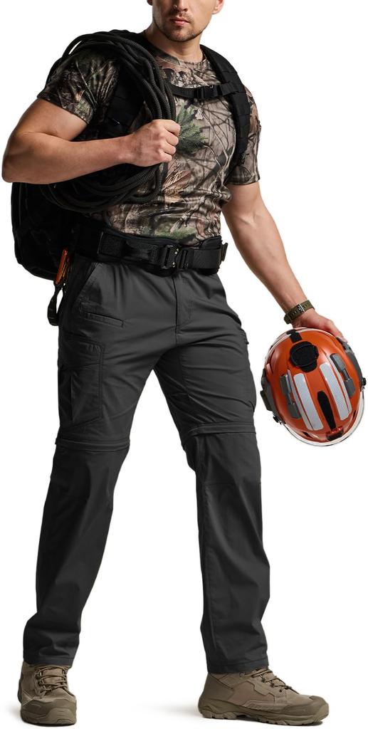 CQR Cargo Pants with Long Short Cool Elastic Multiple Perfect for Outdoor and Summer Use Men's Belt, 2-Way, & Pants, Sweat-Wicking, Quick-Drying,