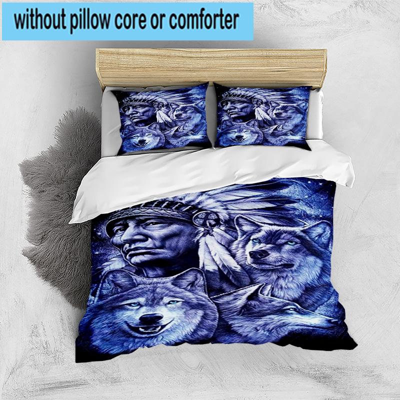 Wolf Pack Majesty 3pcs Bedding,Including 1pc Duvet Cover And 2pcs Pillowcases Perfect for Christmas,Ideal for Bedroom, Dormitory