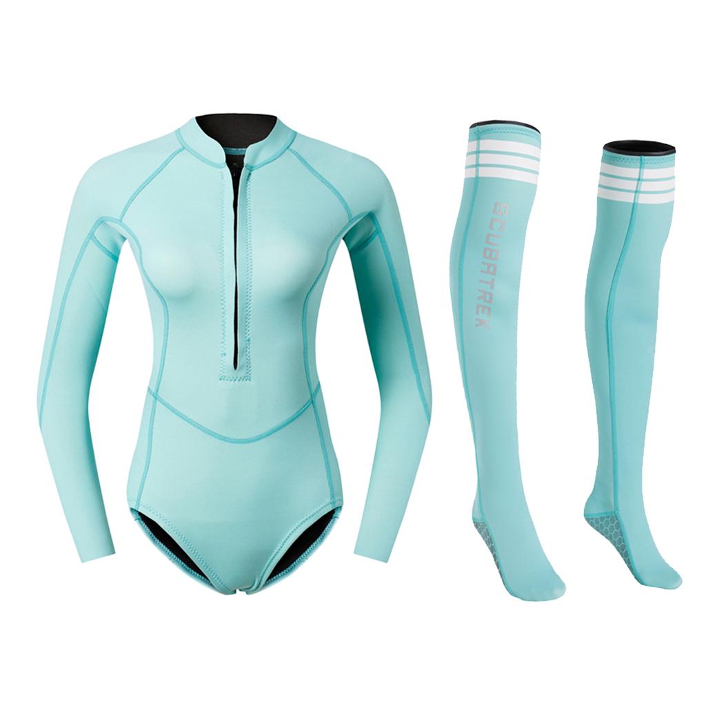 Women 2mm Neoprene Wetsuit Swimwear Bikini Shorts With Fin Socks Stocking